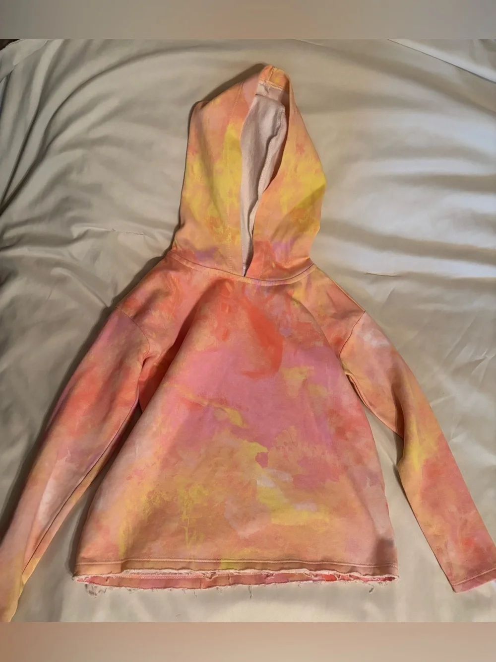 Place Tie-Dye Hooded Pullover in Pink, Orange & Yellow